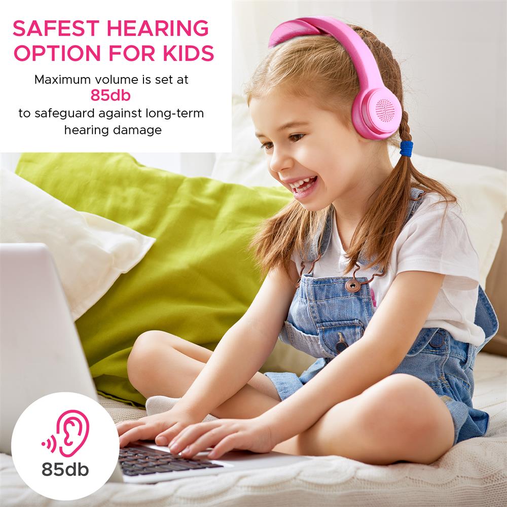 Pink - PROMATE Made For Kids Flex-Foam Wireless Stereo Headphones. - AV ...