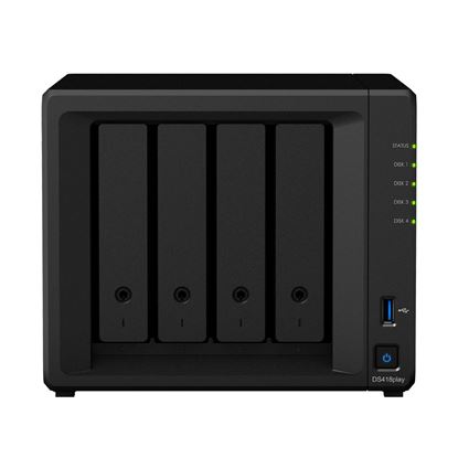 Picture of SYNOLOGY DS418play 4-Bay Bare Bone NAS multimedia hub system.
