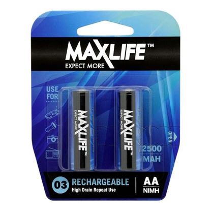 Picture of MAXLIFE AA Rechargeable Battery NIMH 2500mAh. 2Pk.
