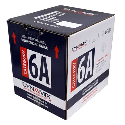 Picture of DYNAMIX 305m Cat6A Black 10G UTP SOLID Cable, 23AWGx4P, 500MHz
