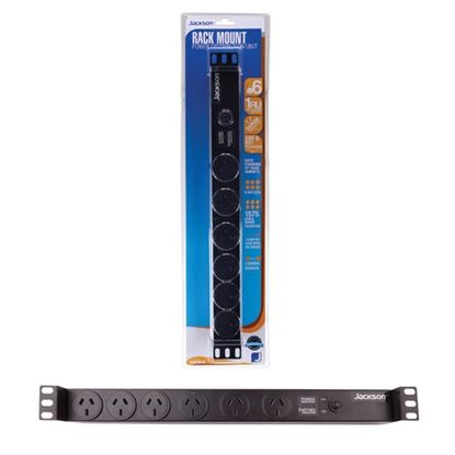 Picture of JACKSON 1RU 6x Outlet Horizontal Power Rail. Surge Protected 525J