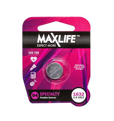 Picture of MAXLIFE CR1632 Lithium Button Cell Battery. 1Pk