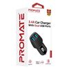 Picture of PROMATE 3.4A Dual Port USB-A Car Charger. Charge 2 Devices at the