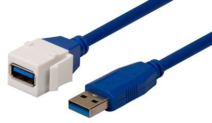 Picture of DYNAMIX USB 3.0 200mm Keystone Jack USB-A Male to USB-A Female