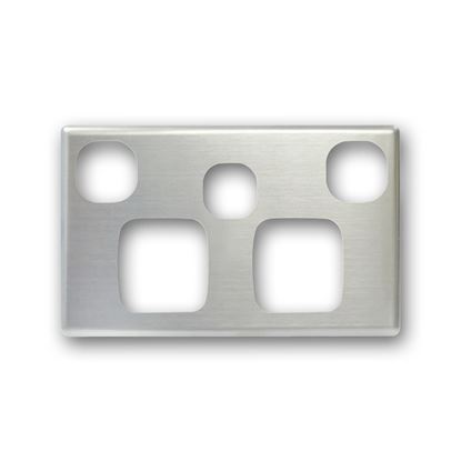 Picture of TRADESAVE Powerpoint Cover Plate Double with Extra Switch, Silver