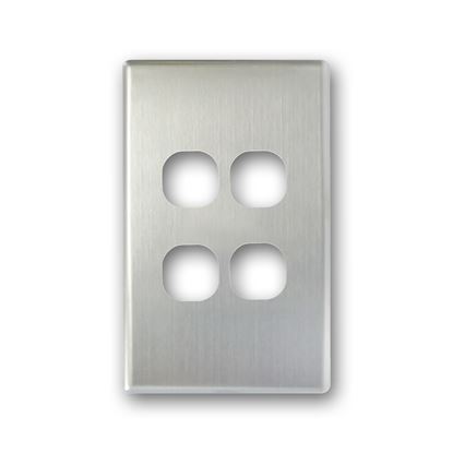 Picture of TRADESAVE Switch Cover Plate, 4 Gang, Silver Aluminium.