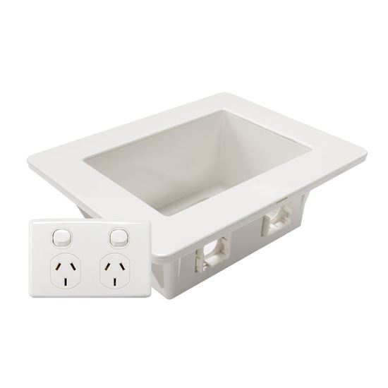 Picture of DYNAMIX Recessed Wall Box with 2x AMDEX style outlets. Incl Dual Port