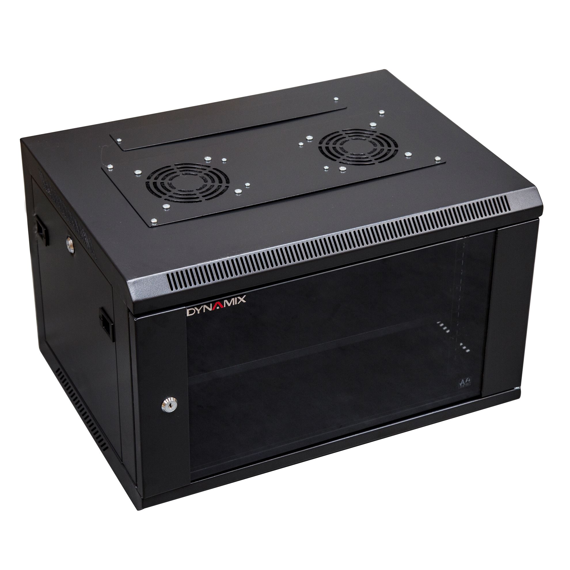 6RU Wall Mount Cabinet 450mm Deep (600x450x368mm) Includes 1x Fixed Shelf, 2x Fans and 10x Cage Nuts.
