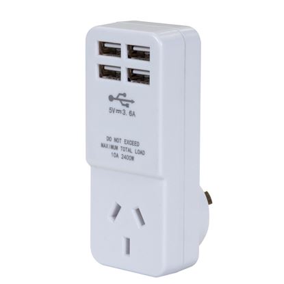 Picture of DYNAMIX USB-A Wall Charger with 4x USB-A Outlets & 1x Main Power