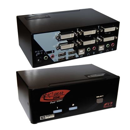 Picture of REXTRON 2 Port Dual-View DVI/USB KVM Switch with Audio,Colour Black.