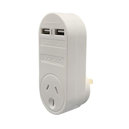 Picture of JACKSON Single Plug USB Wall Charger, 2x USB Charging Outlets