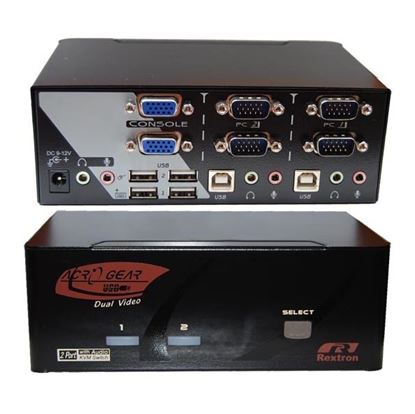 Picture of REXTRON Dual View 2 Port VGA/USB KVM Switch with Audio.