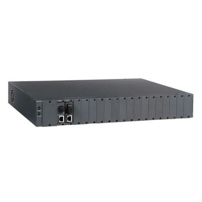 Picture of CTS 18 Slot Compact Media Converter Chassis. 19' (1.5RU) with 2x fixed