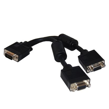Picture of DYNAMIX 0.15m VGA Splitter Cable. (HD DB15M to 2x HD DB15F)