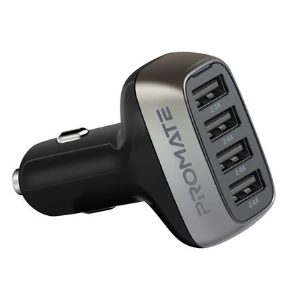Picture of PROMATE 48W Car Charger with 4 USB Charging Ports. With up to 9.6A