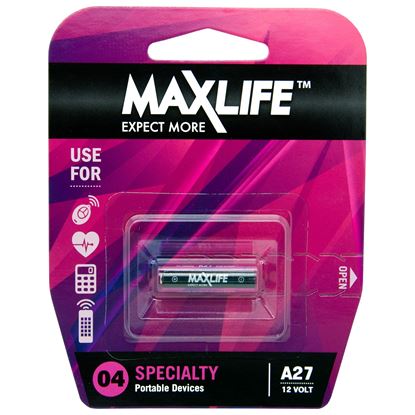 Picture of MAXLIFE A27 Alkaline 12V Battery. 1Pk.