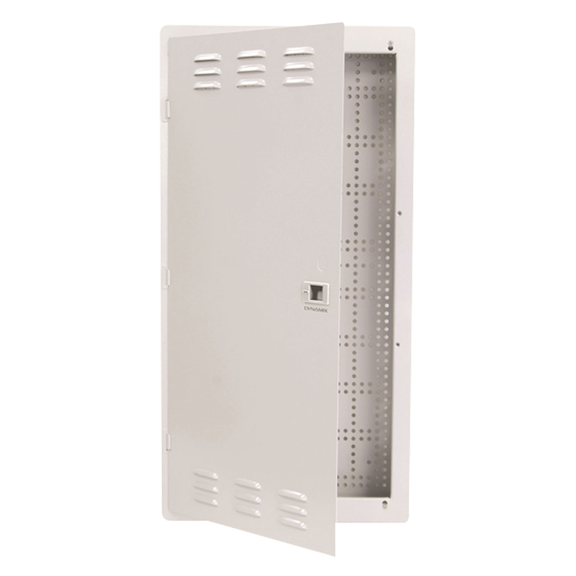 28'' FTTH Low Profile Network Enclosure Recessed Wall Mount with Vented Lid Cable & Dual GPO Knock outs.