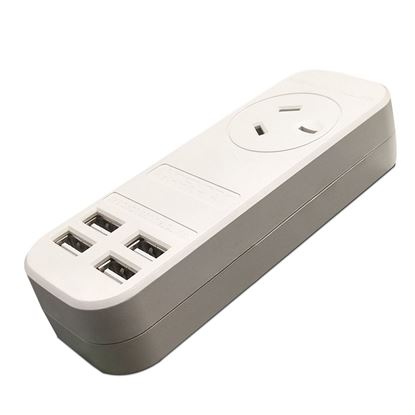Picture of JACKSON 1x Outlet Power board with 4x USB Charging Outlets. 3.4A. 0.9m