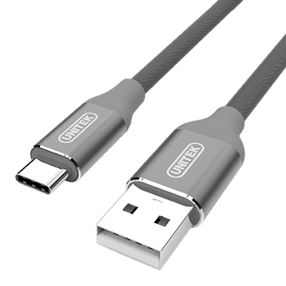 Picture of UNITEK 1m USB-A to USB-C Cable. Tangle free high quality nylon