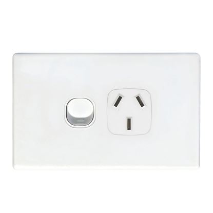 Picture of TRADESAVE Single 10A Horizontal Power Point. Removable Cover.
