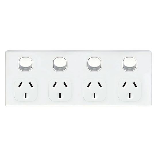 Picture of TRADESAVE 4 Gang 10A Horizontal Power Point. Removable Cover.