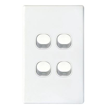 Picture of TRADESAVE Slim 16A 2-Way Vertical 4 Gang Switch. Moulded in Flame