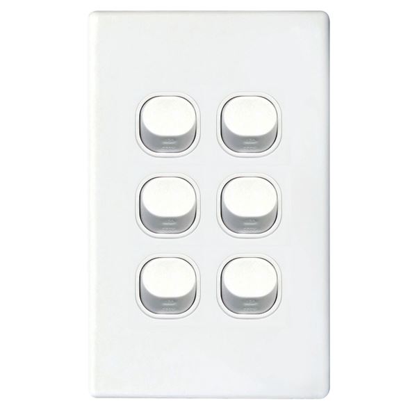 Picture of TRADESAVE 16A 2-Way Vertical 6 Gang Switch. Moulded in Flame Resistant