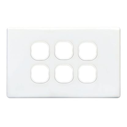 Picture of TRADESAVE Slim Switch Plate ONLY. 6 Gang. Accepts all Tradesave