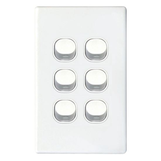 Picture of TRADESAVE Slim 16A 2-Way Vertical 6 Gang Switch. Moulded in Flame