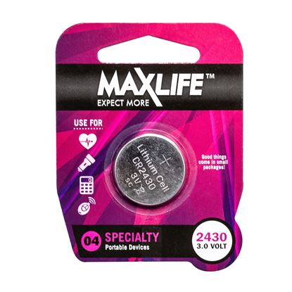 Picture of MAXLIFE CR2430 Lithium Button Cell Battery. 1 Pk