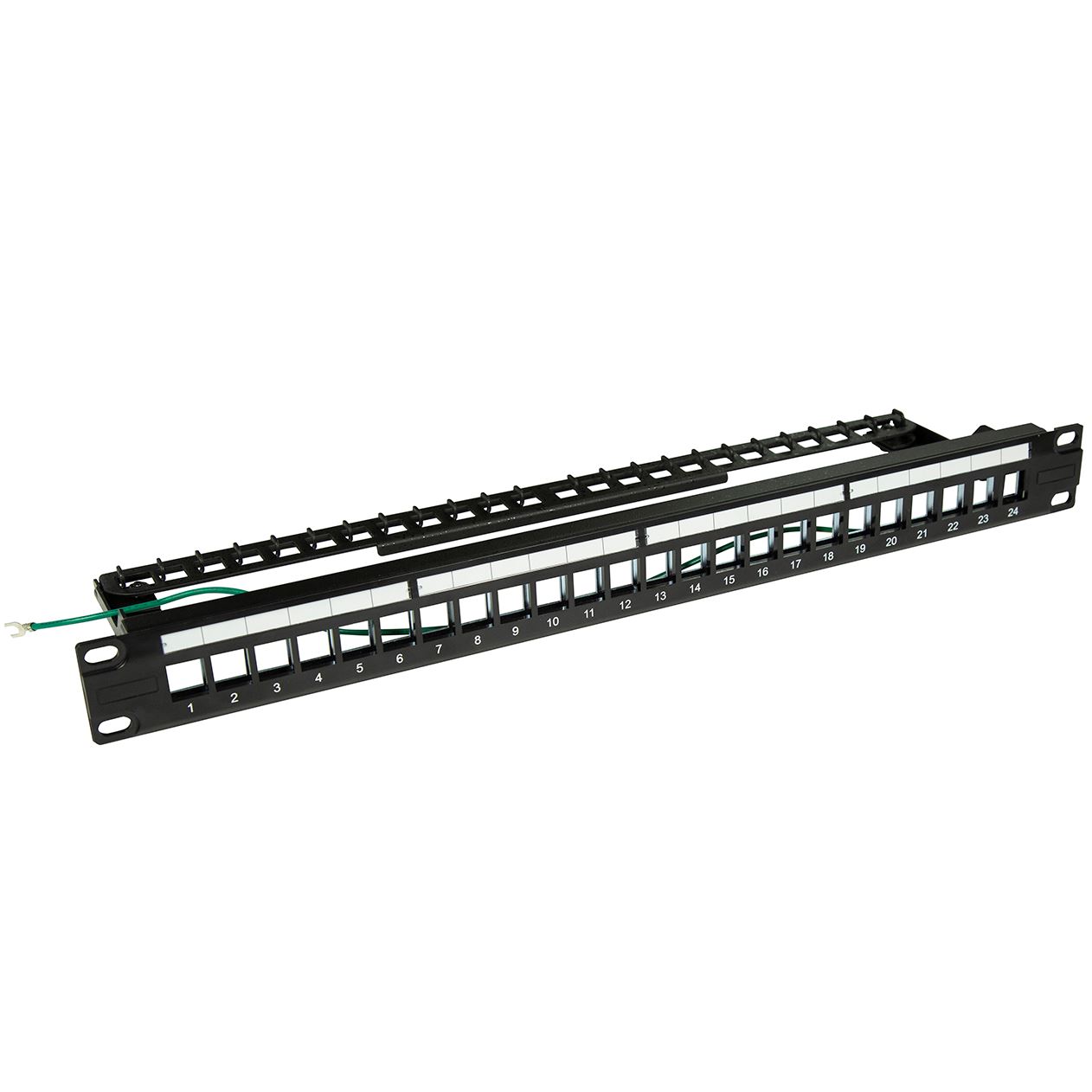 24 Port 19" 1RU Unloaded 24 Port STP Patch Panel, with Rear Cable Mangament