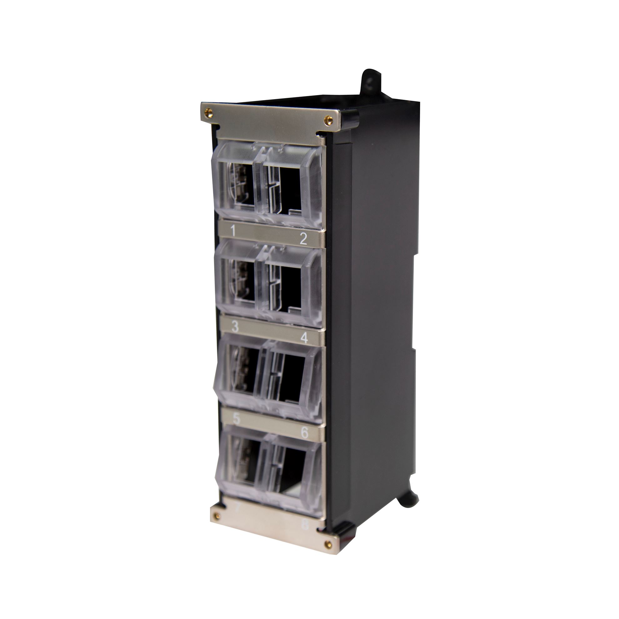 8-port Unloaded Keystone DIN Rail-Mount Shielded Enclosure