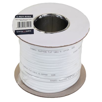 Picture of DYNAMIX 100m Roll 6-Wire Flat Cable, 28 AWG White colour