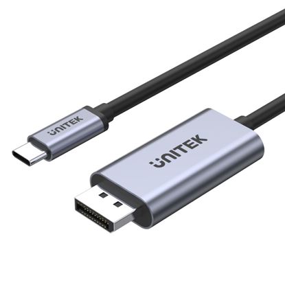 Picture of UNITEK 2m 4K USB-C to DisplayPort 1.2 Cable in Aluminium Housing.