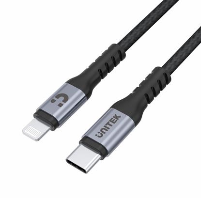 Picture of UNITEK 1m MFi USB-C to Lightning Connector Cable. Apple Certified