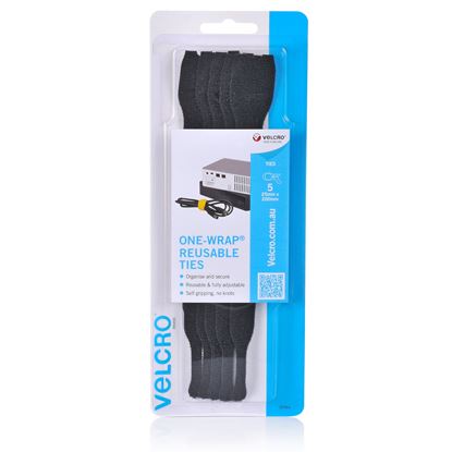 Picture of VELCRO Brand 25mm x 200mm ONE-WRAP Reusable Hook & Loop 5 Pack Cable