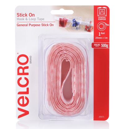 Picture of VELCRO Brand 25mm x 1m Stick On Hook & Loop Tape. Designed for