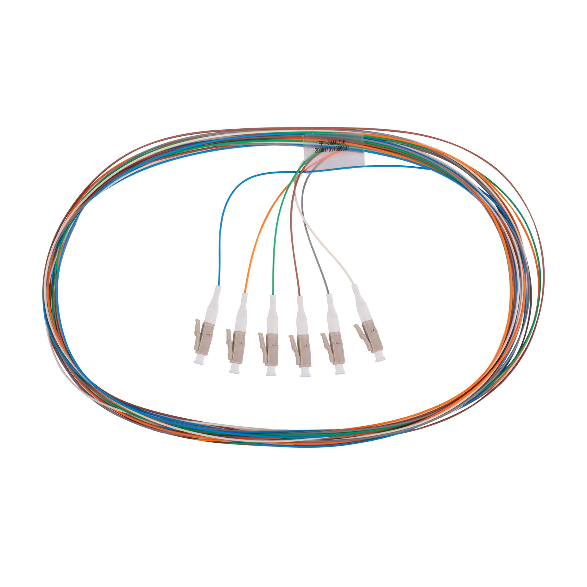 2M LC Pigtail OM4 6x Pack Colour Coded, 900um Multimode