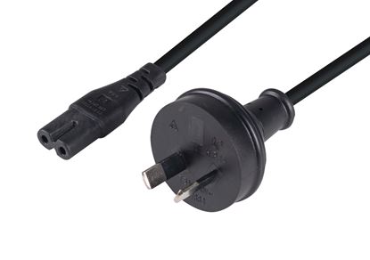 Picture of DYNAMIX 2M 2-Pin plug to C7 Figure 8 connector 7.5A. SAA approved