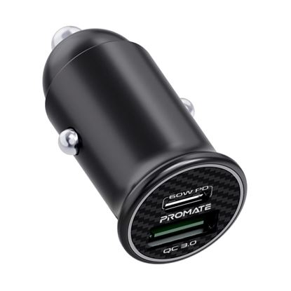 Picture of PROMATE Micro In-Car Charger with 60W Power Delivery & QC 3.0.