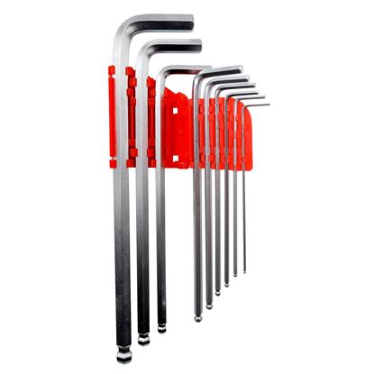 Picture of GOLDTOOL 9-Piece Ball Point Long Arm Hex Key Set. Includes:  1.5, 2,