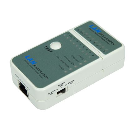 Picture of DYNAMIX Mini LAN Data Cable Tester with LED & Beep Sound Indicators.