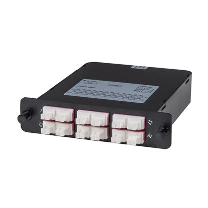 Picture of DYNAMIX MPO OM4 6 Port LC Quad Multimode 24 Fibre Cassette.