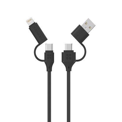 Picture of PROMATE 1.2m 60W 4in1 Data/Charge Cable with USB-C, Lightning, USB-A