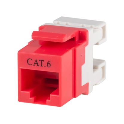 Picture of DYNAMIX Cat6 RED Keystone RJ45 Jack for 110 Face Plate T568A/T568B