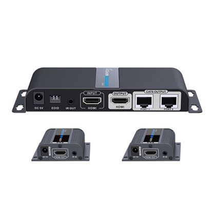 Picture of LENKENG 1-In-2-Out 1080P HDMI Extender. 1x HDMI in & 2x RJ45 out.