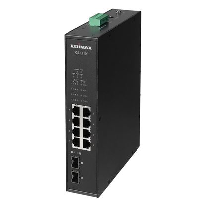 Picture of EDIMAX Industrial 10-Port Gigabit PoE+ DIN Rail Switch. 8 x Gigabit
