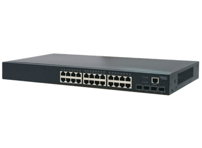 Picture of EDGECORE 24 Port Managed L2+ Switch with 4x 10G Uplink Ports.