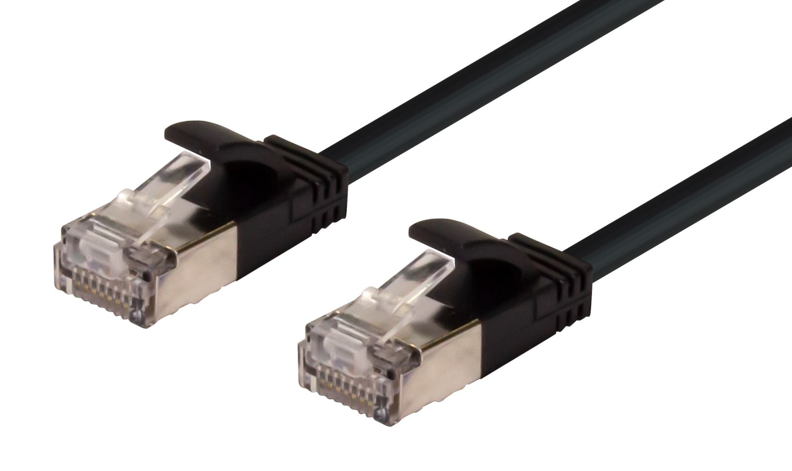 0.5m Cat6A S/FTP Black Ultra-Slim Shielded 10G Patch Lead