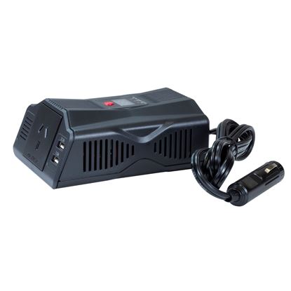 Picture of DYNAMIX 200W Power Inverter DC to AC. Input: 12V DC, Output: 230V AC